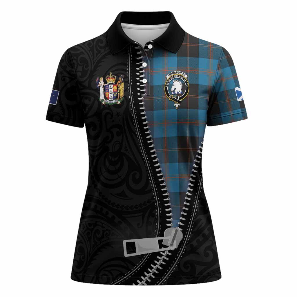 Horsburgh Tartan Women Polo Shirt New Zealand Pattern Unique Zipper Stylized