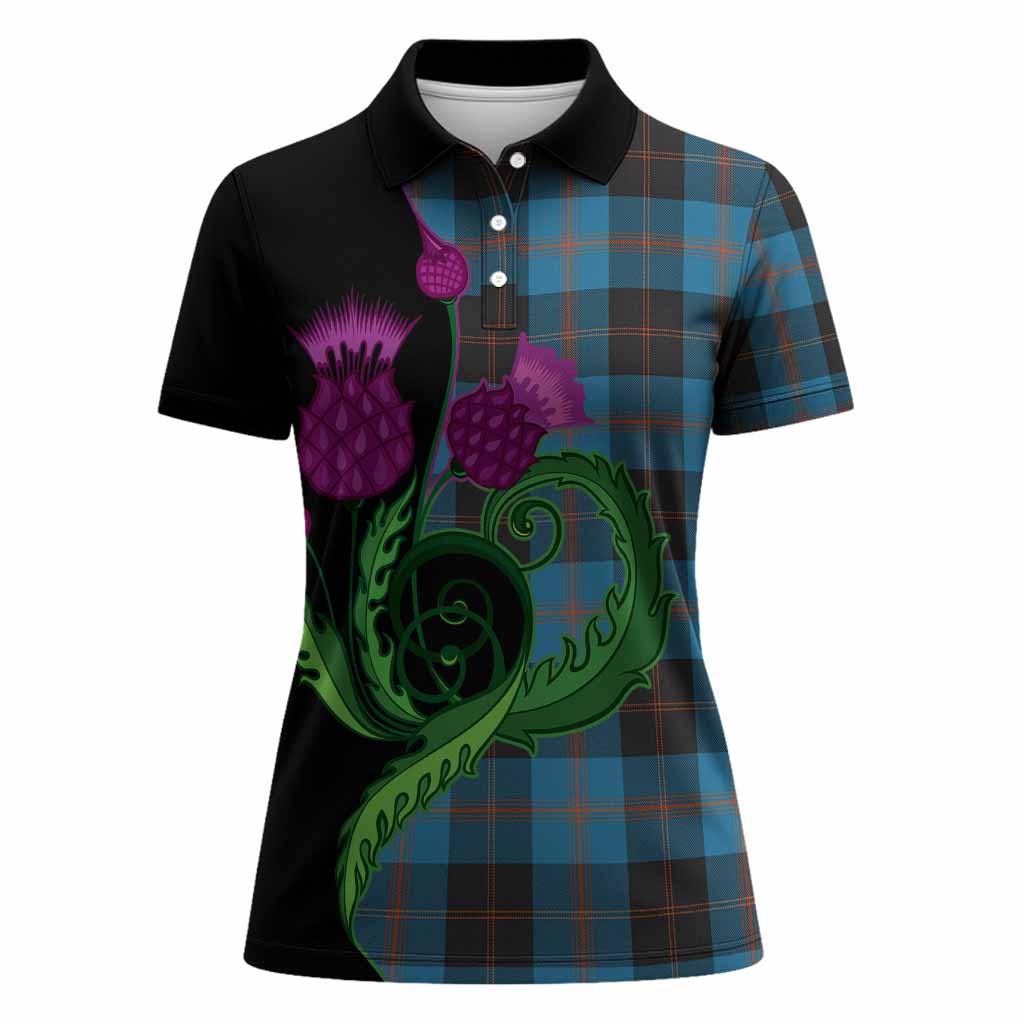 Horsburgh Tartan Women Polo Shirt Traditional Scottish Thistle