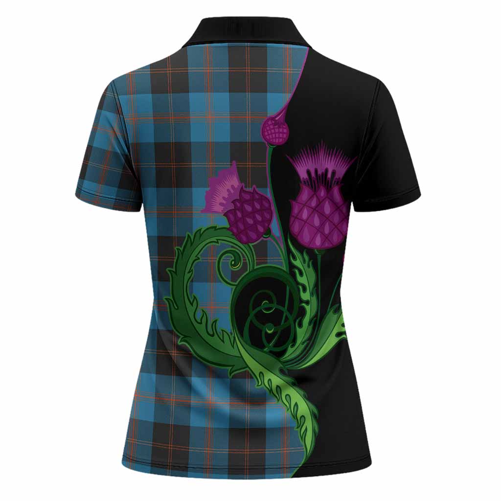 Horsburgh Tartan Women Polo Shirt Traditional Scottish Thistle