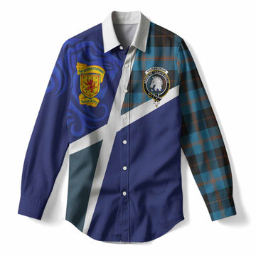 Horsburgh The Scottish Football Crest Women Casual Shirt Lion-Tartan Army