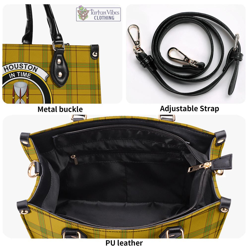 Houston Tartan Luxury Leather Handbags with Family Crest - Tartan Vibes Clothing