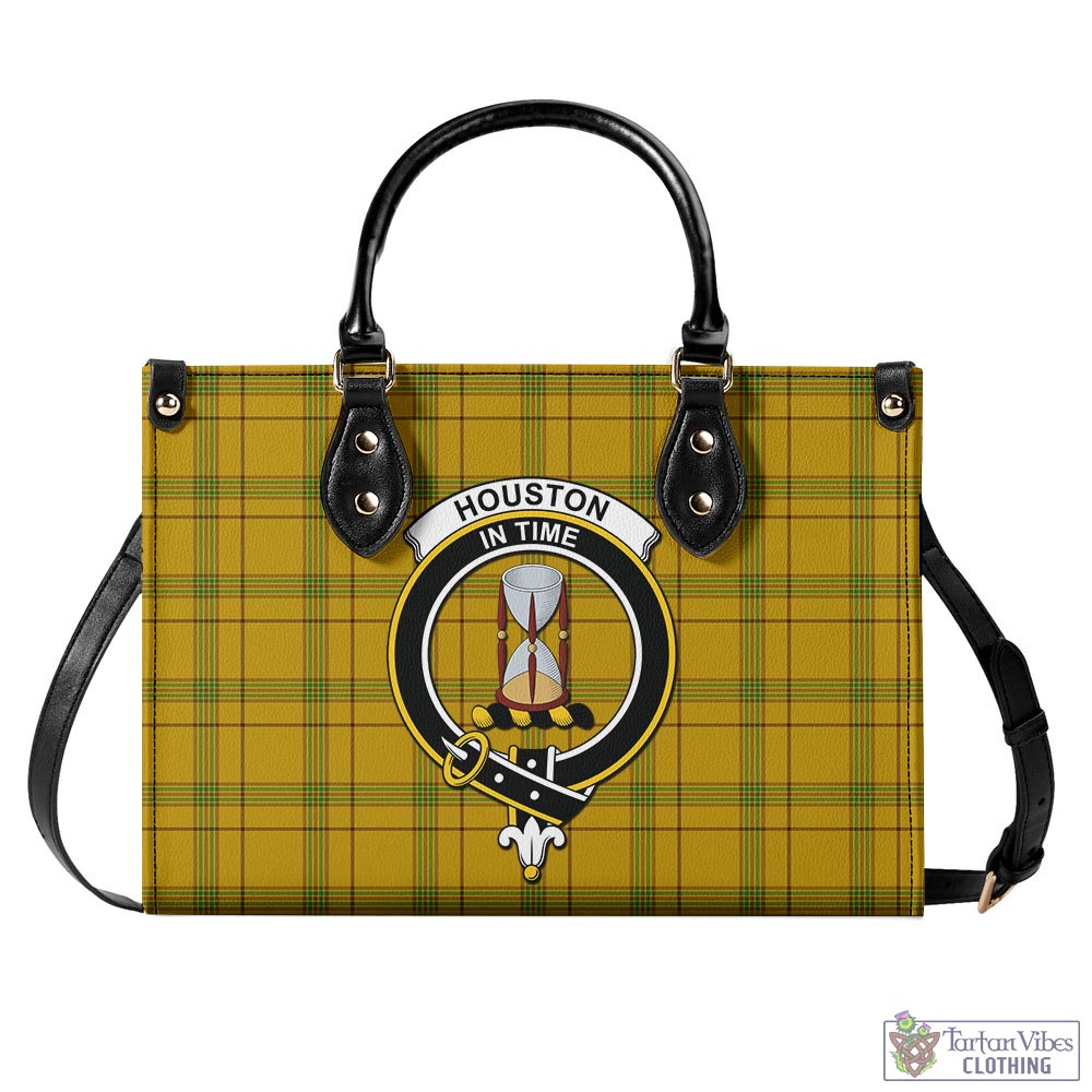 Houston Tartan Luxury Leather Handbags with Family Crest - Tartan Vibes Clothing