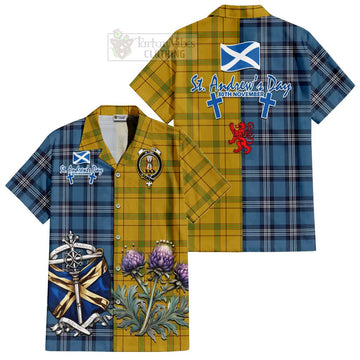 Houston Tartan Hawaiian Shirt Happy St. Andrew's Day Half Tartan Style Kid - Tartan Vibes Clothing