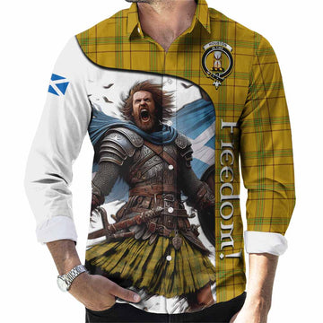 Houston Crest Tartan Long Sleeve Button Shirt Inspired by the Freedom of Scottish Warrior Men's Shirt S - Tartan Vibes Clothing