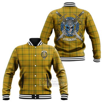 Houston Tartan Baseball Jacket with Family Crest Celtic Skull Style Unisex - Tartan Vibes Clothing