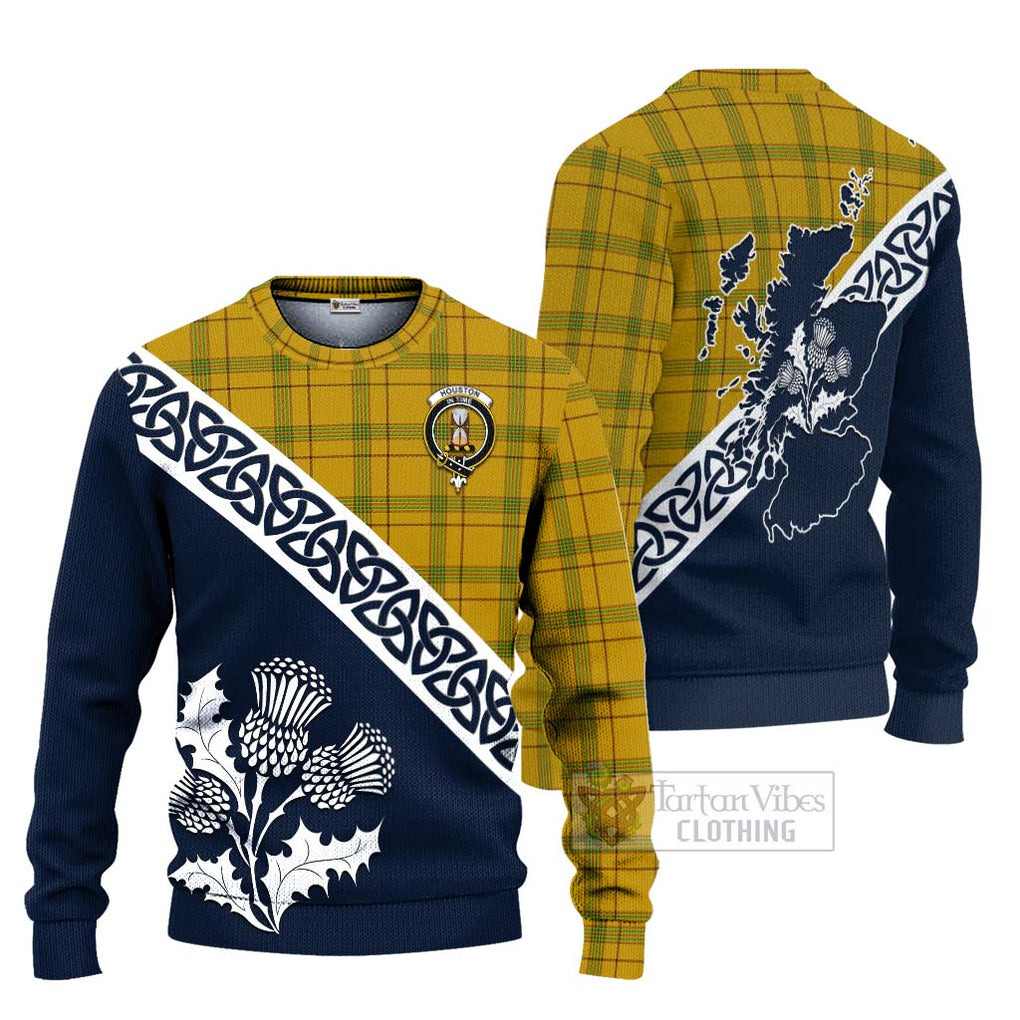 Houston Tartan Ugly Sweater Featuring Thistle and Scotland Map Unisex - Tartan Vibes Clothing