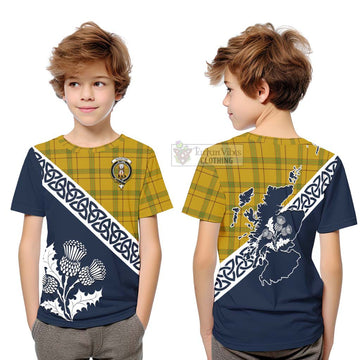 Houston Tartan Kid T-Shirt Featuring Thistle and Scotland Map Youth XL Size14 - Tartan Vibes Clothing