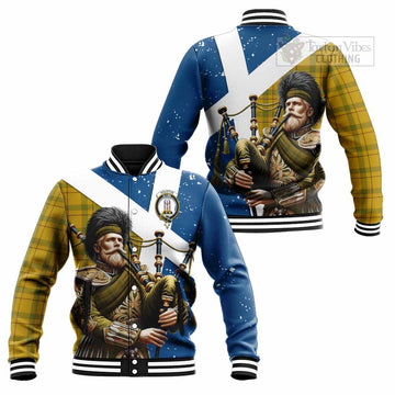 Houston Tartan Baseball Jacket with Family Crest Scottish Bagpiper Vibes Unisex - Tartan Vibes Clothing