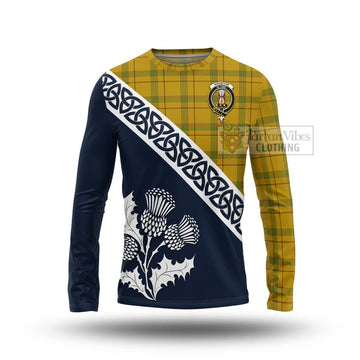 Houston Tartan Long Sleeve T-Shirt Featuring Thistle and Scotland Map Unisex - Tartan Vibes Clothing