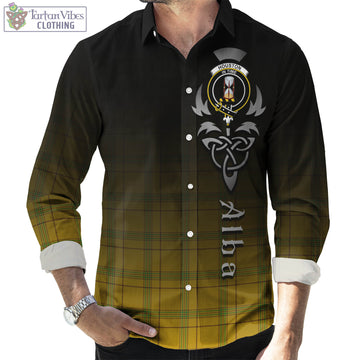 Houston Tartan Long Sleeve Button Up Featuring Alba Gu Brath Family Crest Celtic Inspired Men's Shirt - Tartan Vibes Clothing