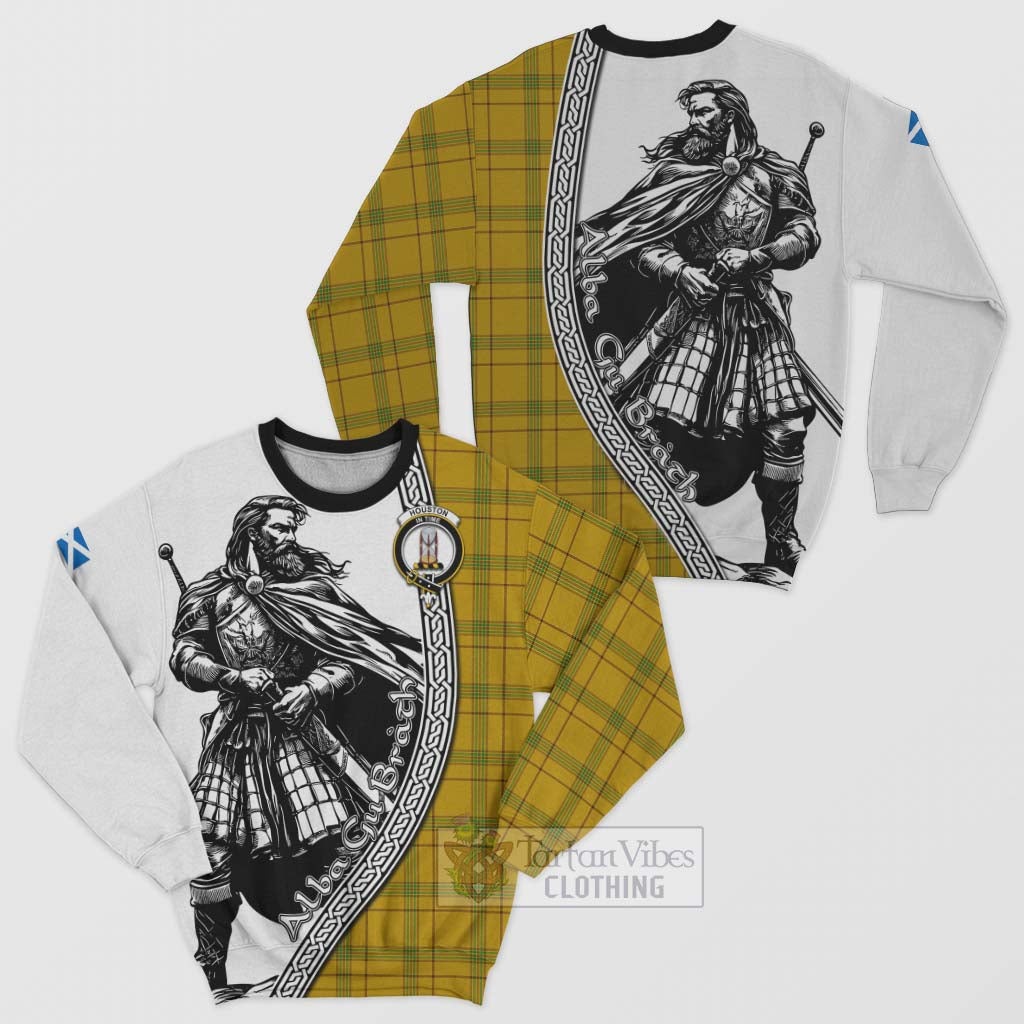 Houston Tartan Clan Crest Sweatshirt with Highlander Warrior Celtic Style Unisex - Tartan Vibes Clothing