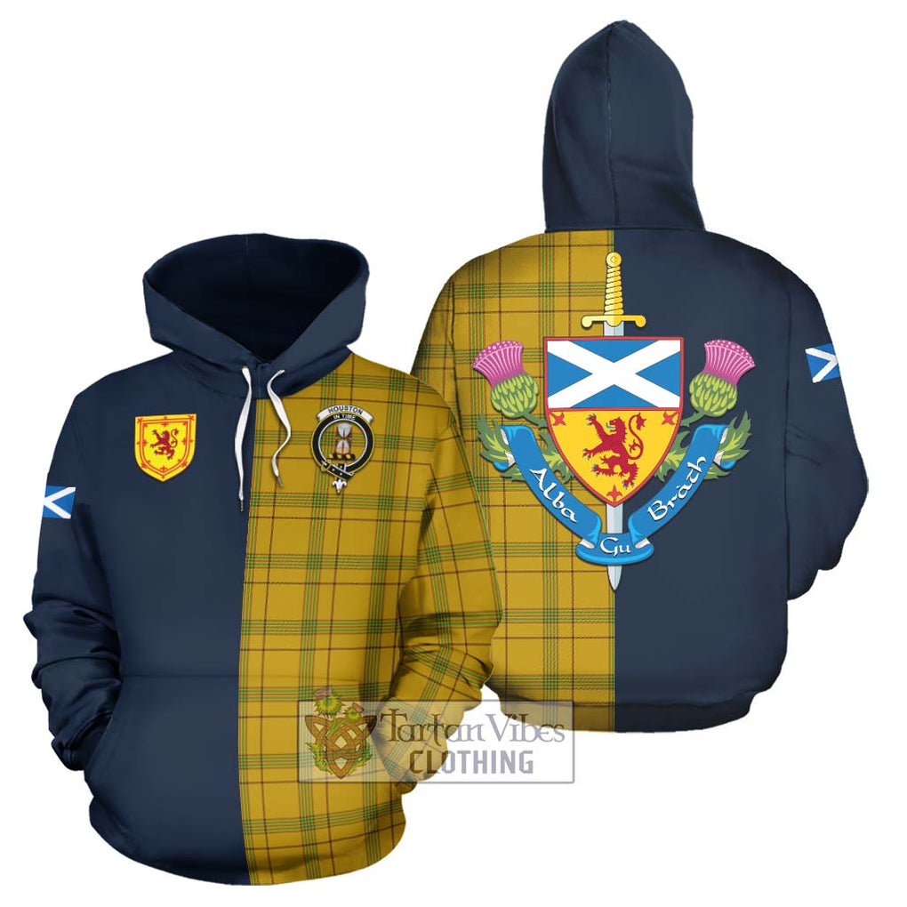 Houston Tartan Hoodie Alba with Scottish Lion Royal Arm Half Style Zip Hoodie - Tartan Vibes Clothing