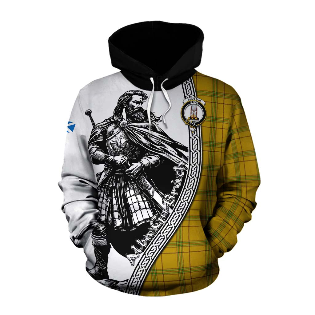 Houston Tartan Clan Crest Cotton Hoodie with Highlander Warrior Celtic Style Pullover Hoodie XS - Tartan Vibes Clothing