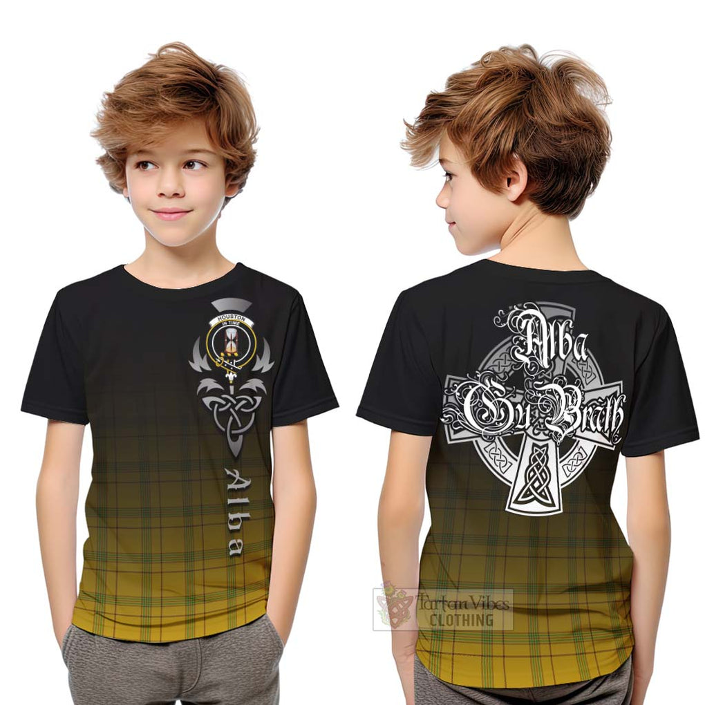 Houston Tartan Kid T-Shirt Featuring Alba Gu Brath Family Crest Celtic Inspired Youth XL Size14 - Tartan Vibes Clothing
