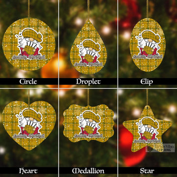 Houston Tartan Christmas Aluminium Ornament with Scottish Gnome Playing Bagpipes Aluminium - Tartan Vibes Clothing