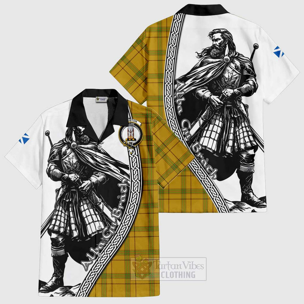 Houston Tartan Clan Crest Hawaiian Shirt with Highlander Warrior Celtic Style Kid - Tartan Vibes Clothing
