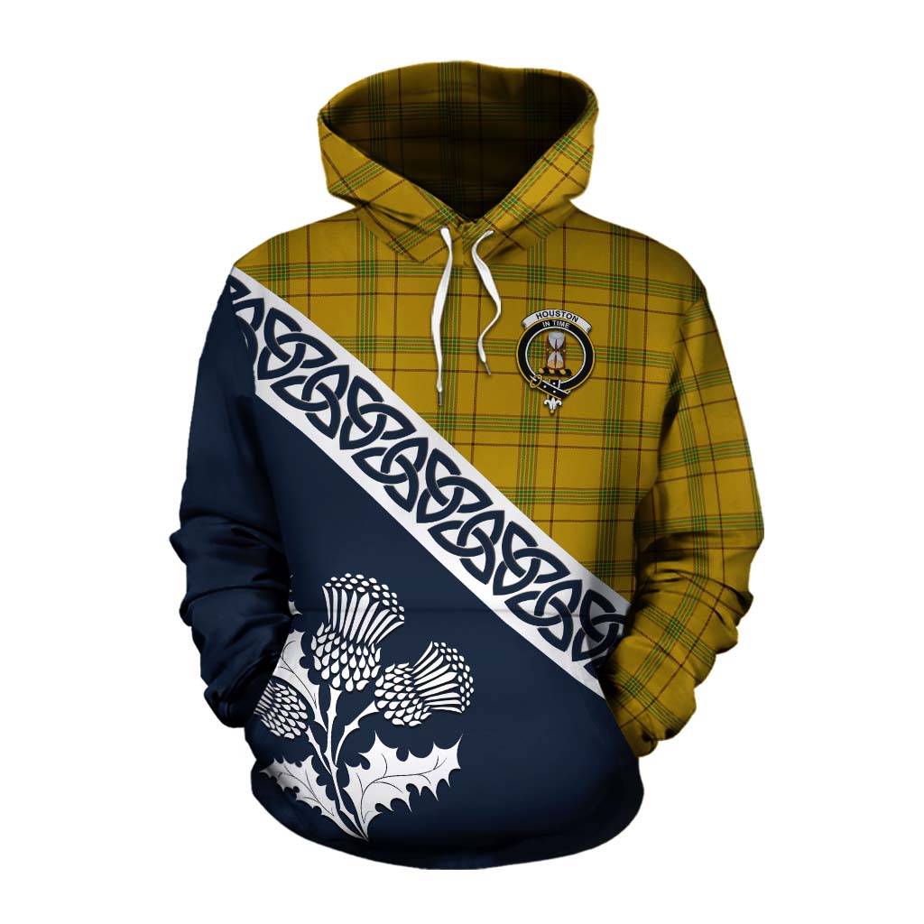 Houston Tartan Cotton Hoodie Featuring Thistle and Scotland Map Pullover Hoodie XS - Tartan Vibes Clothing