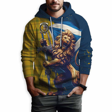 Houston Tartan Family Crest Hoodie with Scottish Majestic Lion Zip Hoodie - Tartan Vibes Clothing