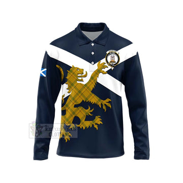 Houston Tartan Lion Rampant Long Sleeve Polo Shirt Proudly Display Your Heritage with Alba Gu Brath and Clan Name Unisex - Tartan Vibes Clothing