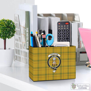 Houston Tartan Pen Holder with Family Crest One Size 5.9"(L)*2.7"(W)*4.3"(H) - Tartan Vibes Clothing