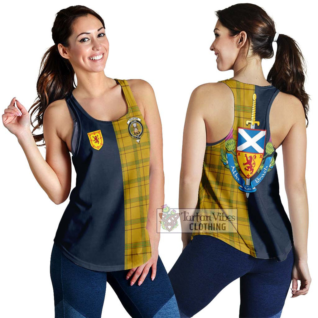 Houston Tartan Women's Racerback Tanks Alba with Scottish Lion Royal Arm Half Style 4XL - Tartan Vibes Clothing