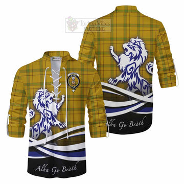 Houston Tartan Ghillie Kilt Shirt with Alba Gu Brath Regal Lion Emblem Men - Tartan Vibes Clothing
