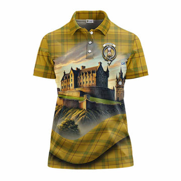 Houston Tartan Family Crest Women's Polo Shirt with Scottish Ancient Castle Style Women - Tartan Vibes Clothing