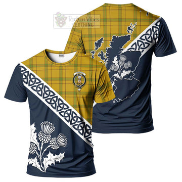 Houston Tartan T-Shirt Featuring Thistle and Scotland Map Kid's Shirt - Tartanvibesclothing Store