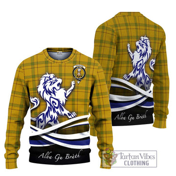 Houston Tartan Ugly Sweater with Alba Gu Brath Regal Lion Emblem Unisex - Tartan Vibes Clothing