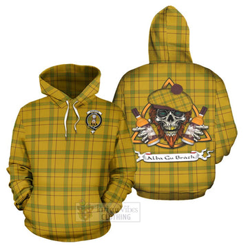 Houston Tartan Hoodie with Family Crest and Bearded Skull Holding Bottles of Whiskey Zip Hoodie - Tartan Vibes Clothing