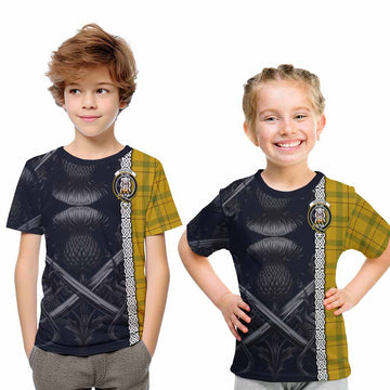 Houston Tartan Kid T-Shirt with Family Crest Cross Sword Thistle Celtic Vibes Youth XL Size14 - Tartan Vibes Clothing