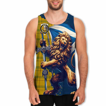 Houston Tartan Family Crest Men's Tank Top with Scottish Majestic Lion Men - Tartan Vibes Clothing