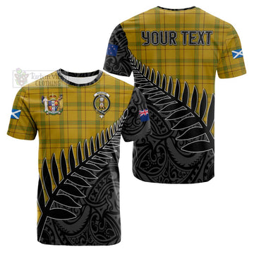Tartan Vibes Clothing Houston Crest Tartan Cotton T-shirt with New Zealand Silver Fern Half Style