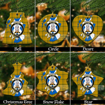 Houston Tartan Christmas Ceramic Ornaments with Family Crest and Scotland Map Ceramic - Tartan Vibes Clothing