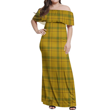 Houston Tartan Off Shoulder Long Dress Women's Dress - Tartan Vibes Clothing