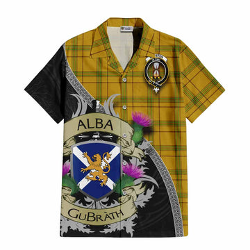 Houston Tartan Family Crest Hawaiian Shirt Lion Rampant Royal Thistle Shield Celtic Inspired Kid - Tartan Vibes Clothing