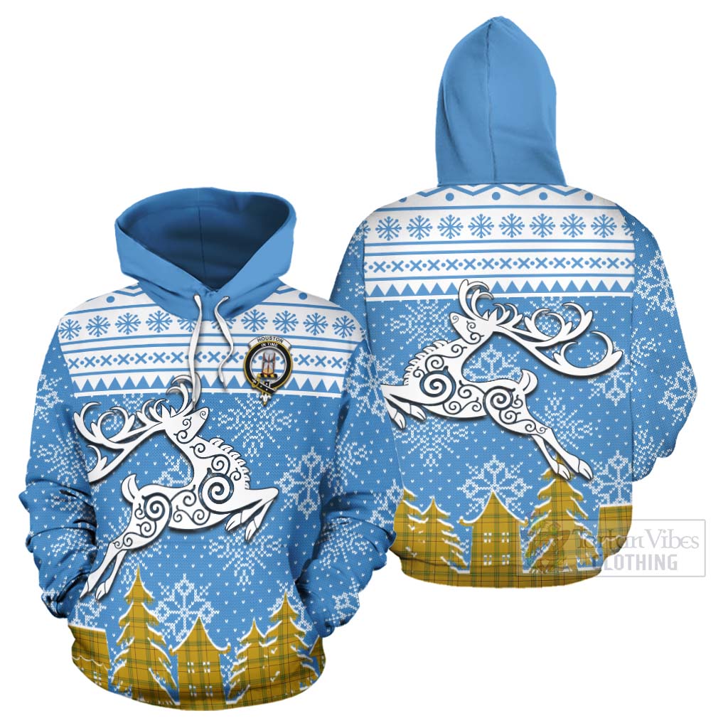 Houston Clan Christmas Hoodie Celtic Reindeer Style Zip Hoodie - Tartan Vibes Clothing
