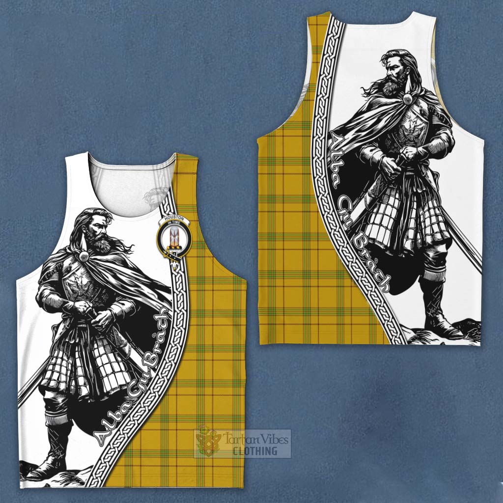Houston Tartan Clan Crest Men's Tank Top with Highlander Warrior Celtic Style Men - Tartan Vibes Clothing