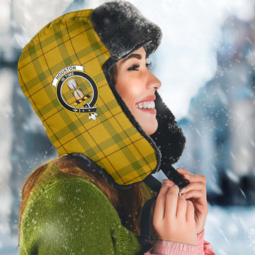 Houston Tartan Winter Trapper Hat with Family Crest Winter Trapper Hat Universal Fit Circumference 22.8in (58cm) - Tartan Vibes Clothing