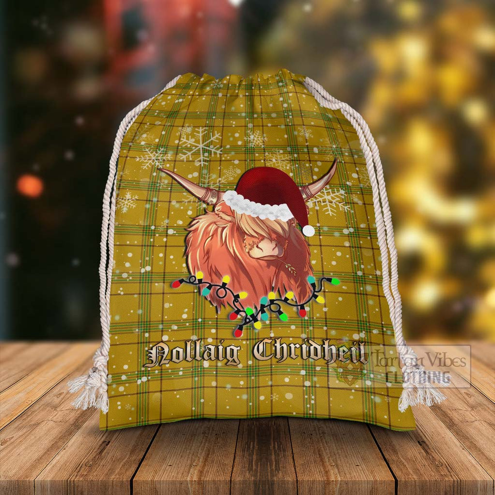 Houston Tartan Christmas Santa's Bag with Twinkle Highland Cattle - Tartan Vibes Clothing