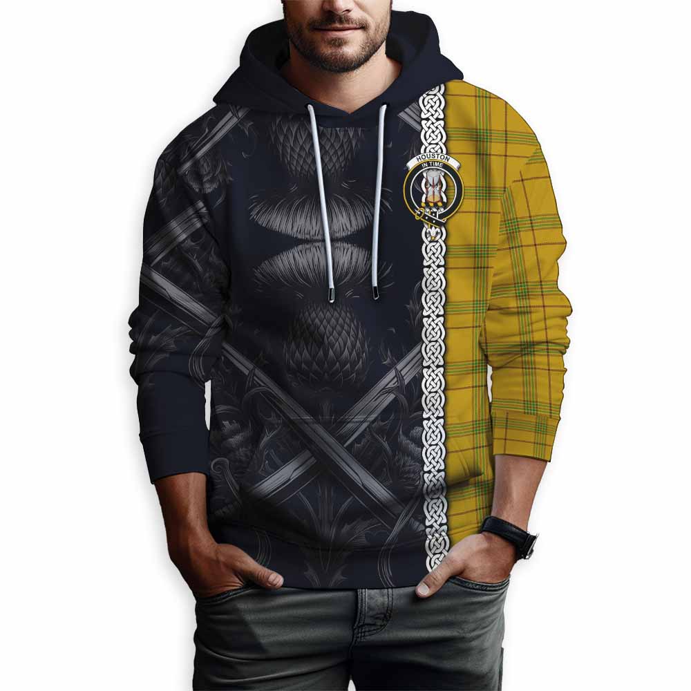 Houston Tartan Hoodie with Family Crest Cross Sword Thistle Celtic Vibes Pullover Hoodie - Tartan Vibes Clothing