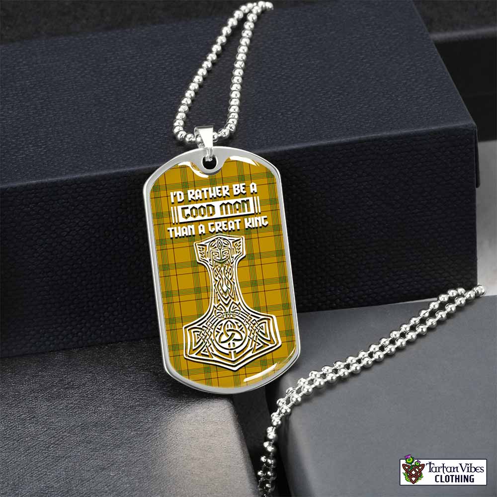 Houston Tartan Dog Tag Necklace Viking Mjolnir Style Silver No - Tartan Vibes Clothing