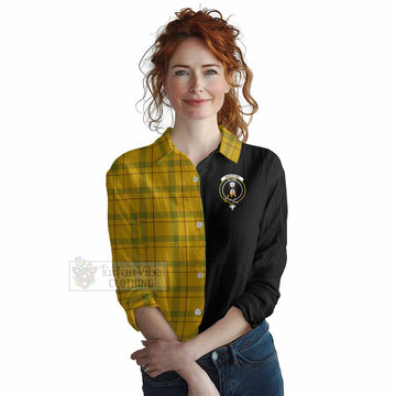 Houston Tartan Women's Casual Shirt with Family Crest and Half Of Me Style Female - Tartan Vibes Clothing