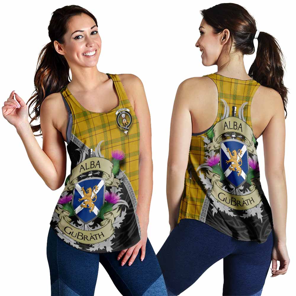 Houston Tartan Family Crest Women's Racerback Tanks Lion Rampant Royal Thistle Shield Celtic Inspired 4XL - Tartan Vibes Clothing