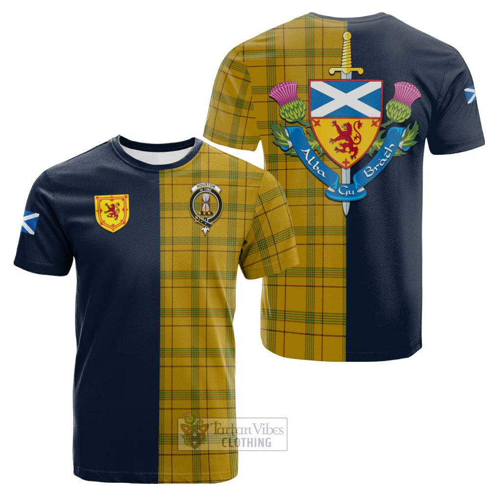 Houston Tartan Cotton T-shirt Alba with Scottish Lion Royal Arm Half Style Kid's Shirt - Tartan Vibes Clothing