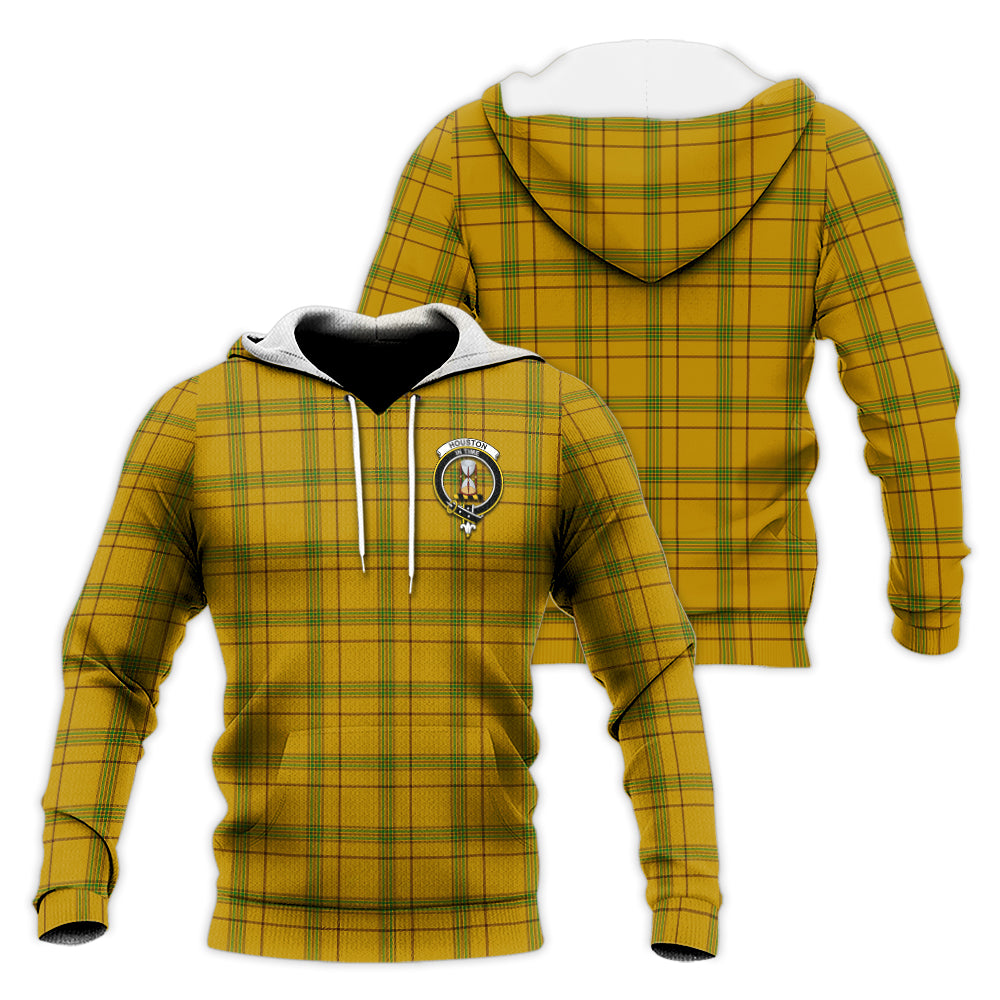 Houston Tartan Knitted Hoodie with Family Crest Unisex Knitted Pullover Hoodie - Tartan Vibes Clothing