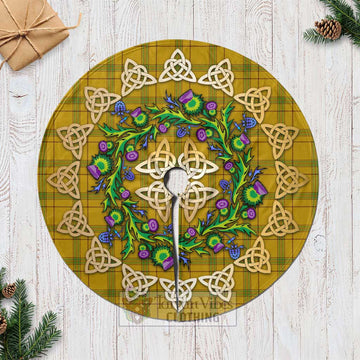 Tartan Vibes Clothing Houston Tartan Christmas Tree Skirt with Thistle Celtic Knot Style