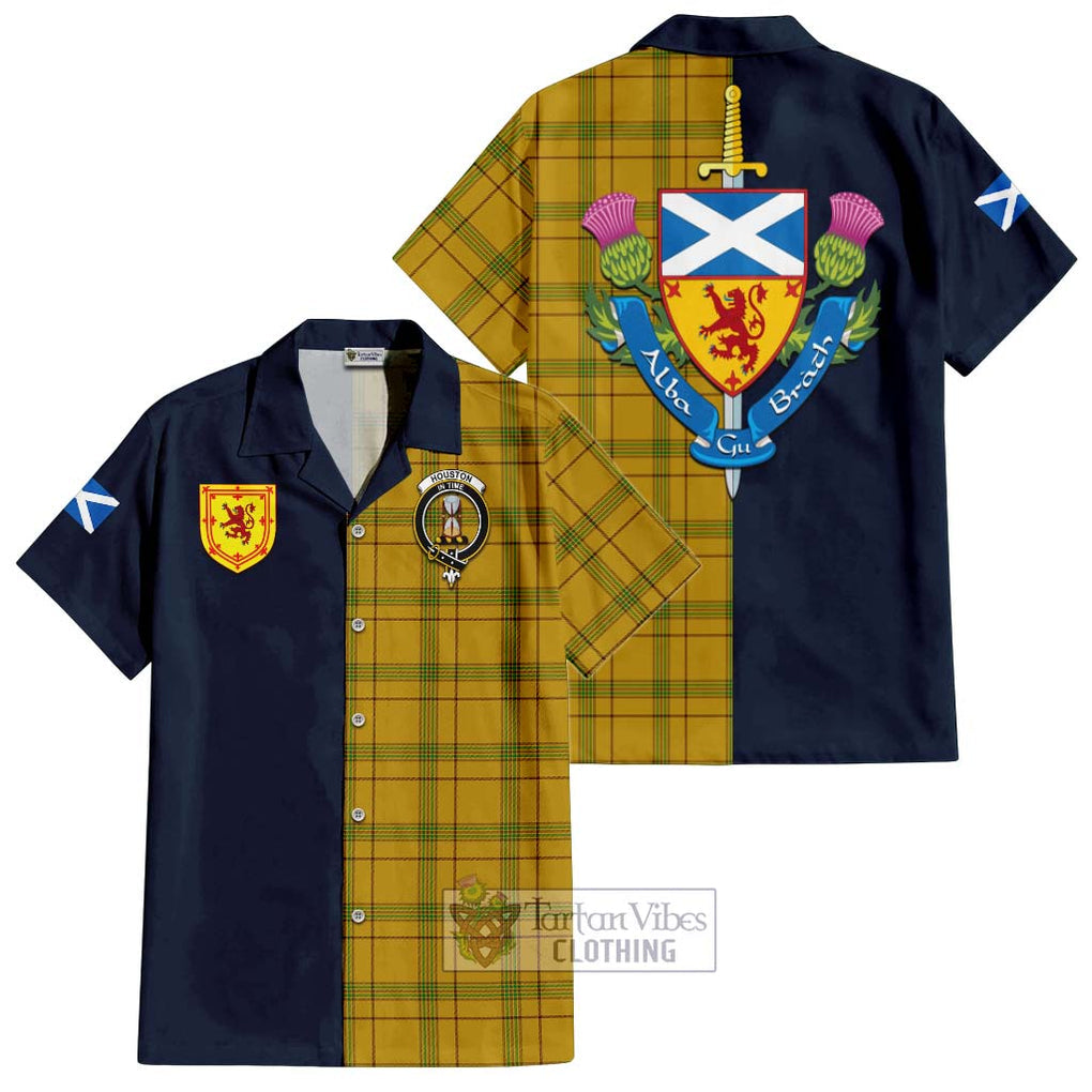 Houston Tartan Hawaiian Shirt Alba with Scottish Lion Royal Arm Half Style Kid - Tartan Vibes Clothing