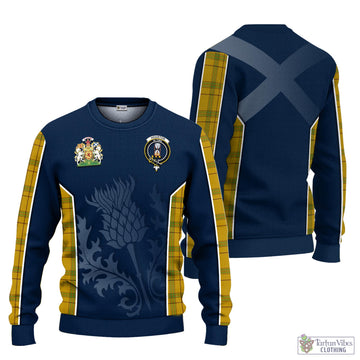 Houston Tartan Knitted Sweatshirt with Family Crest and Scottish Thistle Vibes Sport Style Unisex - Tartan Vibes Clothing