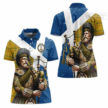 Houston Tartan Women's Polo Shirt with Family Crest Scottish Bagpiper Vibes Women - Tartan Vibes Clothing